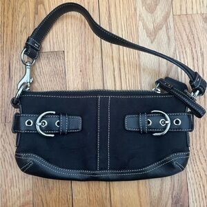 Coach Vintage Y2K Black Nylon Shoulder Bag Baguette Silver Buckles